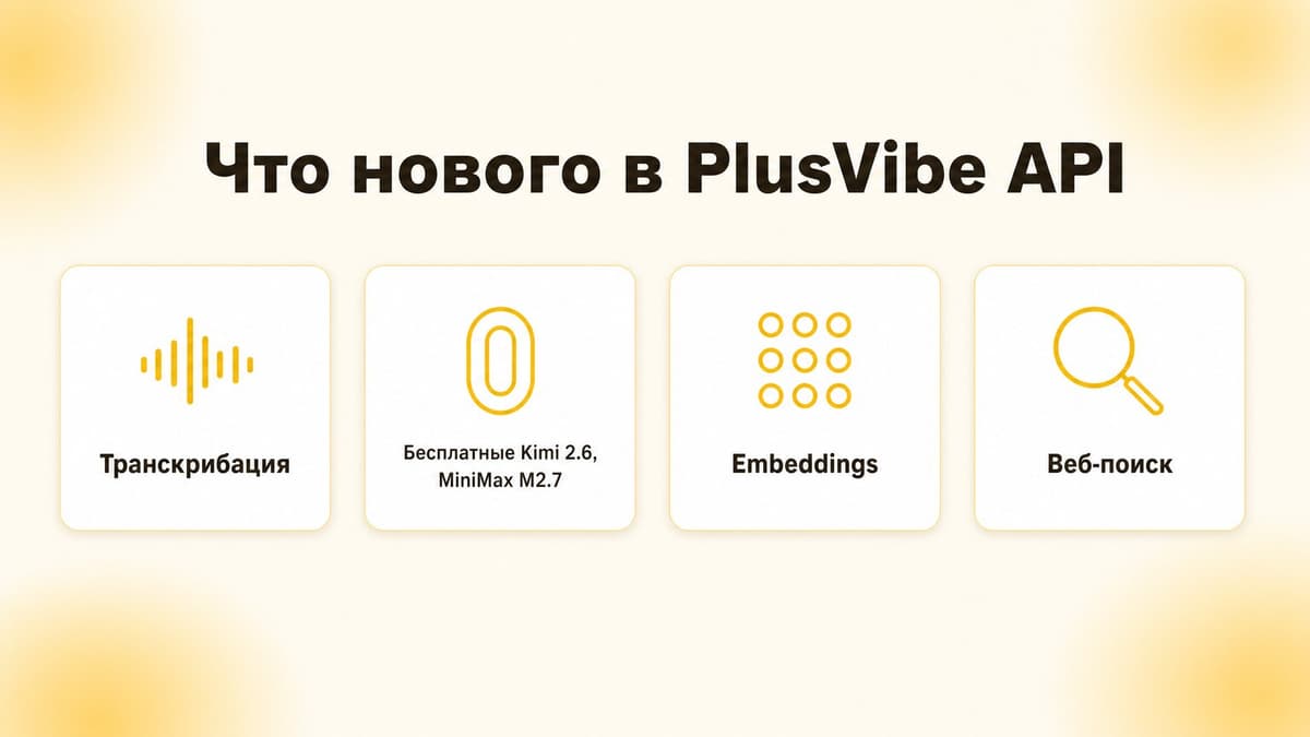 Что нового в PlusVibe: бесплатные модели, речь и веб-поиск